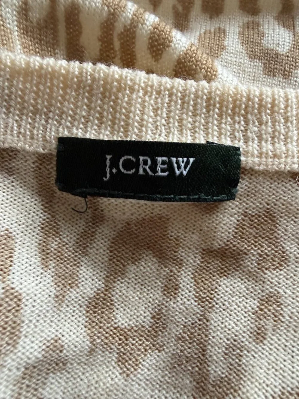 J. Crew women's tan and white leopard print 3/4 sleeve sweater size S?